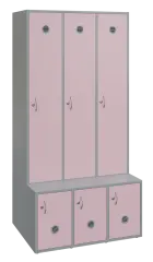 SSB - 180 - 90 šatní skříň s botníkem, 3-dvéřová, 1800x900x400/600 mm, korpus šedý, dvířka pastelově